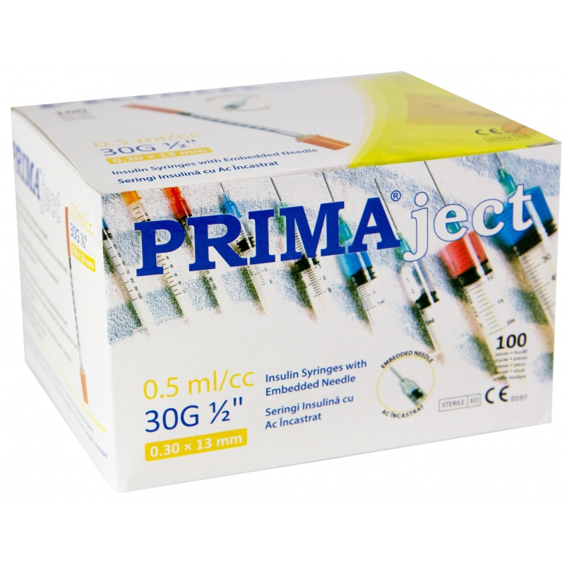 SERINGA 0.5ML INSULINA CU AC INCASTRAT 30G |PRIMA 100buc/cut