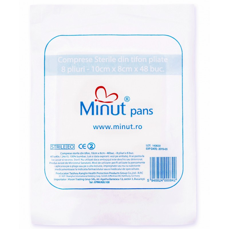 COMPRESE STERILE PLIATE 10/8 MINUT 25buc/cut.