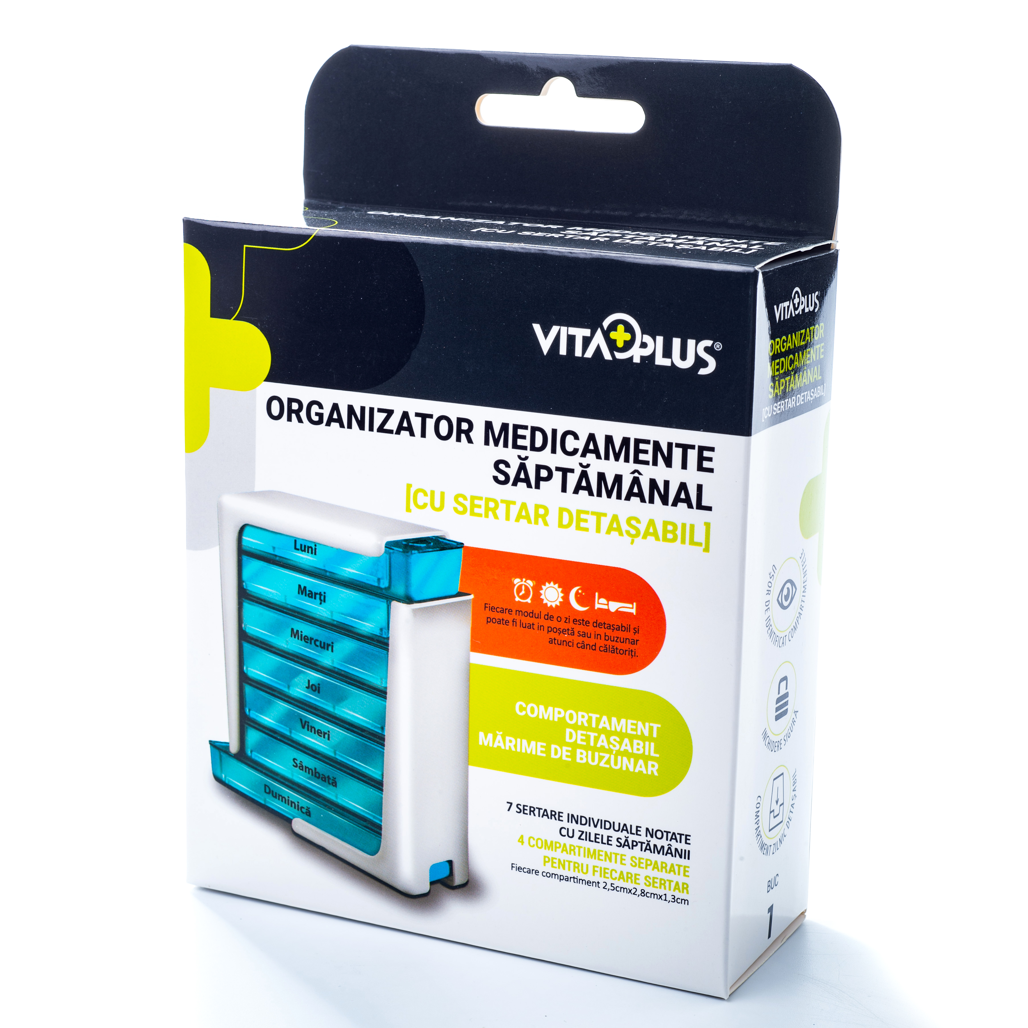 VITAPLUS ORGANIZATOR MEDICAMENTE SAPTAMANAL (cu sertare)